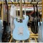 Custom Fender Copy ST Electric Guitar, Mahogany Body, White Pearl pickguard, Sky Blue Color, Maple Fingerboard