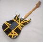 Custom EVH 5150 Style Electric Guitar, Yellow stripes, lock nut, Floyd Rose Tremolo Bridge black guitar