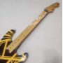 Custom EVH 5150 Style Electric Guitar, Yellow stripes, lock nut, Floyd Rose Tremolo Bridge black guitar