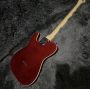 Custom Tele Electric Guitar, Wine Red Color, Mahogany Body, Rosewood Fretboard, Double Binding