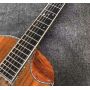 Custom 39 inch OOO cutaway koa wood acoustic electric guitar solid koa wood top with slotted headstock 