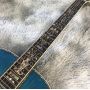 Custom 40 inch OM solid wood polished glossy finish full abalone binding ebony fingerboard ripple  acoustic guitar