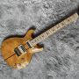 Custom Yellow Santana Retro Electric Guitar Flamed Maple Top Veneer HH Pickups Tremolo