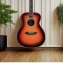 Custom Dark Brown Burst Solid Wood OM-42 / 45 Style Acoustic Guitar