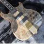 Custom 42 inch active pickup neck through body veneer maple top 4 strings Alembic style electric bass