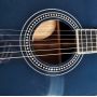 Custom All Solid Left-Handed OM Acoustic Guitar with AAAAA Solid Sitka Spruce Top in Navy Blue Color