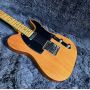 Custom Tele Electric Guitar, Maple Fingerboard, Mahogany Body, Transparent Yellow Color, 6 Strings, 22 Frets