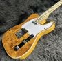 Tele Electric Guitar, Burl Maple Top, Yellow Color, Mahogany Body, Maple Fingerboard, Single Binding