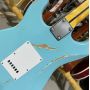 Custom Relic Aged ST Electric Guitar, Alder Body, Maple Fingerboard, Blue Color, 21 Frets