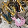 Custom Relic G-ST Electric Guitar, Pink Color, Alder Body, Maple Fingerboard, 22 Frets, Aged Guitar