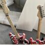 Edward Eddie Van Halen Heavy Relic Red Franken Electric Guitar Black White Stripes Floyd Rose Tremolo Bridge Frankenstein