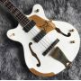 Custom 4 Strings Grets Style F Hole Electric Guitar Bass in White Color