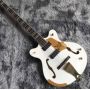 Custom 4 Strings Grets Style F Hole Electric Guitar Bass in White Color