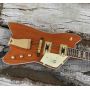Custom BillyBo Jupiter Electric Guitar in Orange Color Cow Cactus Western Motiff Inlays