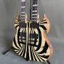 Custom Flamed Tiger Pattern Veneer Wydle Audio 12+6 Strings Double Neck Electric Guitar with Black Hardware