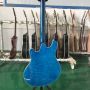 Custom Langue doc Flamed Maple Top Electric Guitar in Blue Color 6 Strings 2H Pickup Special Bridge HPL Fretboard