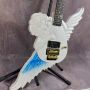 Custom One Pickup Solid Body White Angel Hand Carved Shape Electric Guitar