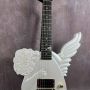 Custom One Pickup Solid Body White Angel Hand Carved Shape Electric Guitar