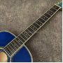 Custom Solid East Indian Rosewood Back Side OM Acoustic Guitar with Double Electronic EQ in Blue Color 