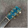 Custom Solid East Indian Rosewood Back Side OM Acoustic Guitar with Double Electronic EQ in Blue Color 