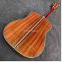 Custom 41 Inch All Koa Wood Round Body D45k Type Acoustic Guitar Abalone Inlays Ebony Fingerboard