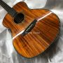 Custom 40 Inch OM Style All Koa Wood Acoustic Guitar Abalone Ebony Fingerboard
