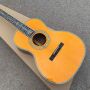 Custom Yellow Painting Martin Guitar Style Solid Spruce 39 Inch 000 Type Acoustic Guitar Abalone Ebony Open Headstock