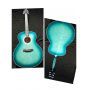 Custom Grand Acoustic Guitar, 5A All Solid Wood 43 Inch Jumbo Guitar Customized Blue Body Acoustic Guitar with Flamed Maple Back Side