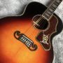 Custom Hand Engraved Design 43 Inch Jumbo SJ200 Solid Back Side Acoustic Guitar in Sunburst Color