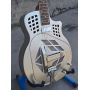Custom Brass Metal Body Cutaway Tricone Acoustic Electric Resonator Guitar 