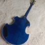 Custom f hole hollow body irregular body electric guitar with bigs bys trem in blue color, accept guitar and bass OEM