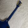 Custom f hole hollow body irregular body electric guitar with bigs bys trem in blue color, accept guitar and bass OEM
