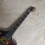 Custom f hole hollow body irregular body electric guitar with bigs bys trem in transparent black, accept guitar and bass OEM