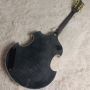 Custom f hole hollow body irregular body electric guitar with bigs bys trem in transparent black, accept guitar and bass OEM