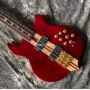 Custom Alembic Style Stanley Clarke 4 Strings Neck Thru Body Electric Guitar Bass in Red Color