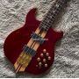 Custom Alembic Style Stanley Clarke 4 Strings Neck Thru Body Electric Guitar Bass in Red Color