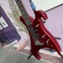 Custom 4 Strings Irregular Special Body Shape Electric Bass Guitar in Metallic Red ​Color Solid Body Maple Neck