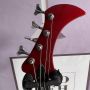 Custom 4 Strings Irregular Special Body Shape Electric Bass Guitar in Metallic Red ​Color Solid Body Maple Neck