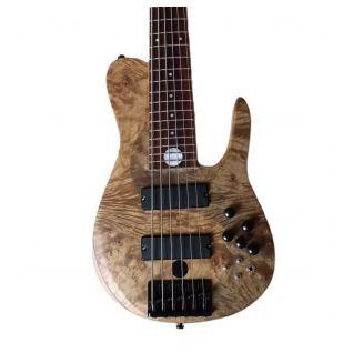 Custom 6 Strings Natural Ash Burl Spalted Maple Top Neck Through Body Electric Bass Guitar Black Imported Hardware​, Accept Bass OEM
