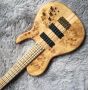 Custom 5 Strings BUTTERFLY Style Electric Bass with Burl Maple Top Gold Hardware