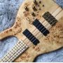 Custom 5 Strings BUTTERFLY Style Electric Bass with Burl Maple Top Gold Hardware