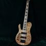 Custom Burl Wood One Piece Neck Through Body 5 Strings Lefty Electric Bass Guitar