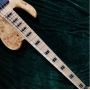 Custom Burl Wood One Piece Neck Through Body 5 Strings Lefty Electric Bass Guitar