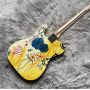 Custom FD Style TELE Electric Guitar Yellow Color Lotus Maple Fretboard Fixed Bridge