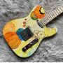 Custom FD Style TELE Electric Guitar Yellow Color Lotus Maple Fretboard Fixed Bridge