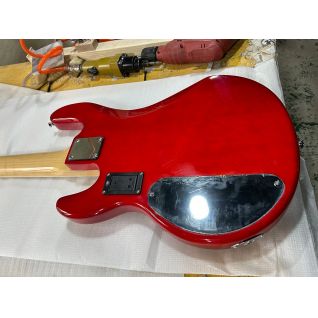 Custom 5 Strings Cherry Sunburst Electric Bass Guitar Maple Fretboard with Active Pickup and Black Pickguard