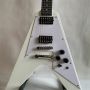 Custom Flying V GB Style Electric Guitar in White with HH Pickup