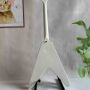 Custom Flying V GB Style Electric Guitar in White with HH Pickup