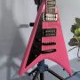 Custom Swallow Tail V Style Solid Body Electric Guitar in Pink Color Mahogany Body Neck HH Pickups