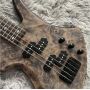 Custom 5 Strings Neck Through Body Burl Maple Top Special Body Electric Bass Guitar